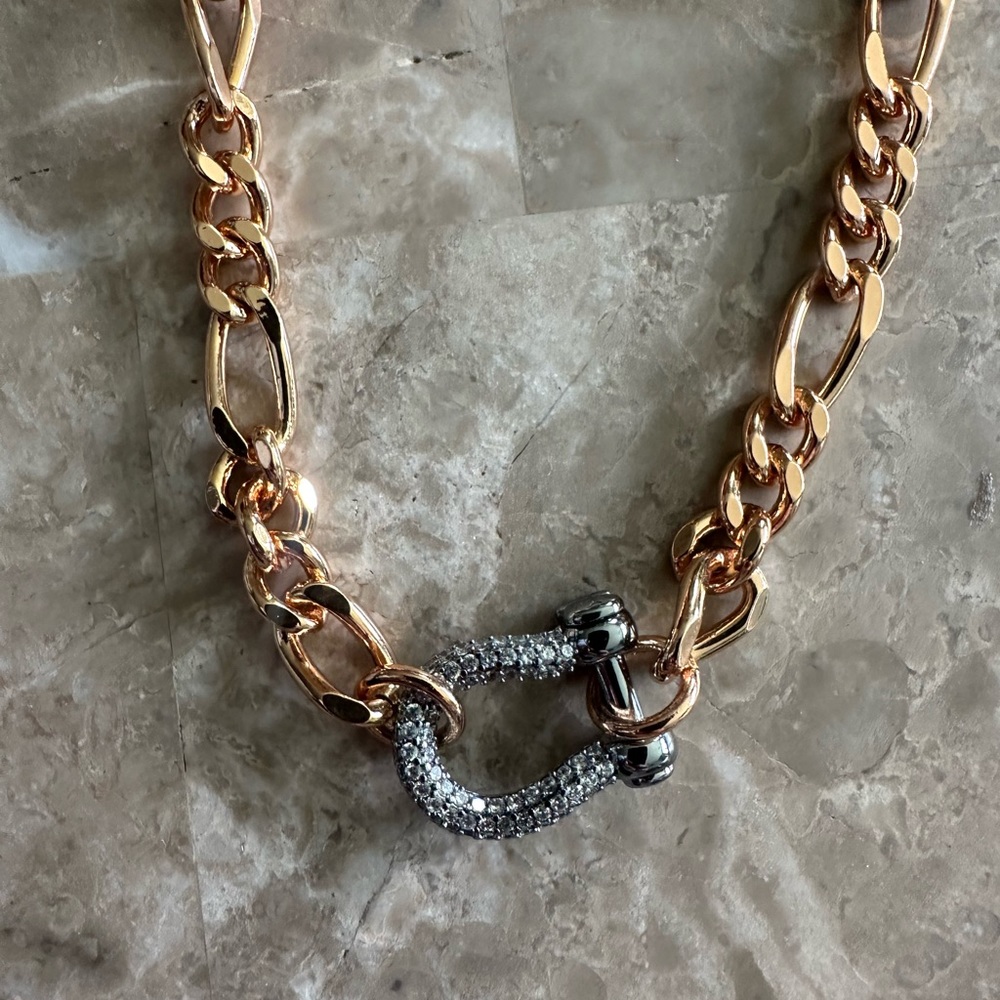 BP Rose Gold and Hematite Chain Necklace